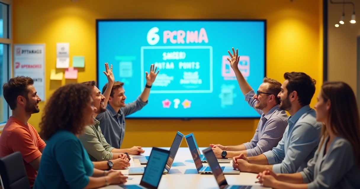 Equipe de colaboradores treinando com gamificação 