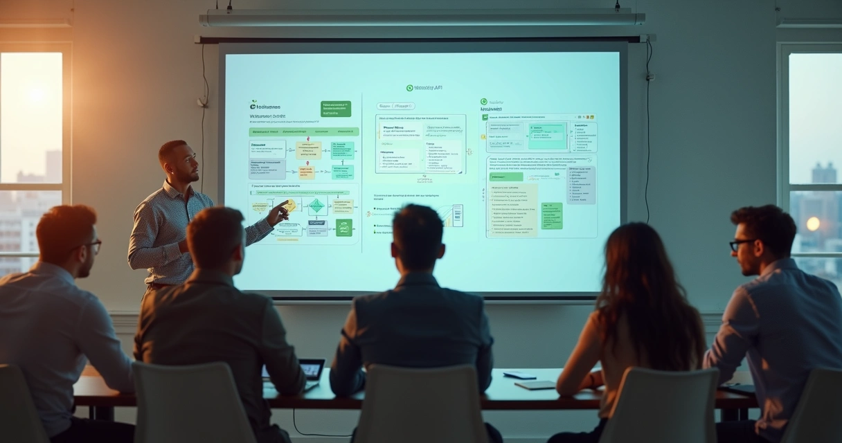 Equipe em treinamento sobre automação WhatsApp API oficial