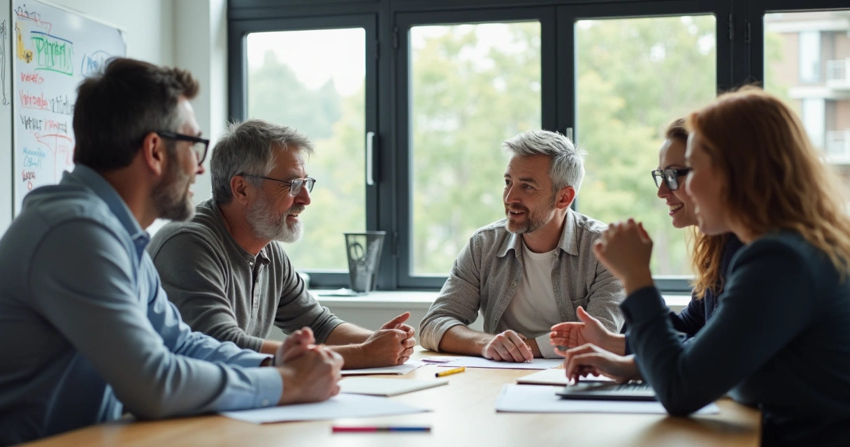 Equipe unida com diversidade em uma sala de reunião