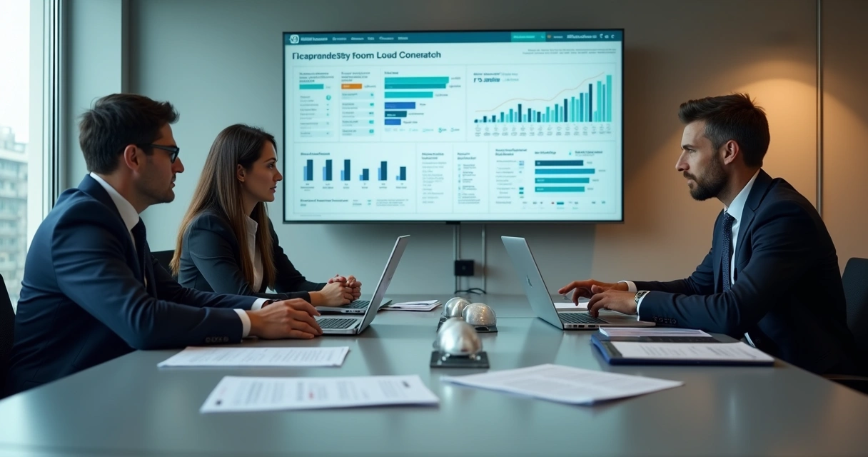 Equipe conferindo documentos e indicadores de risco