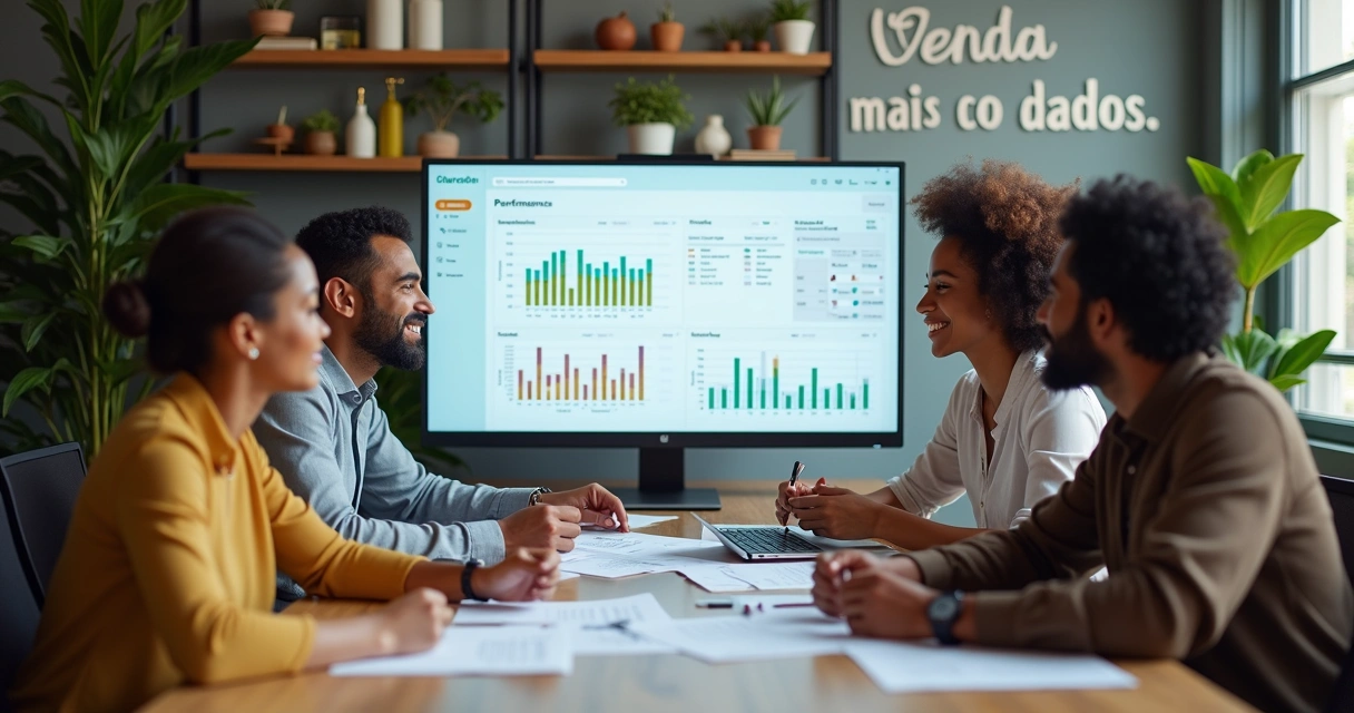 Equipe avalia resultados de vendas