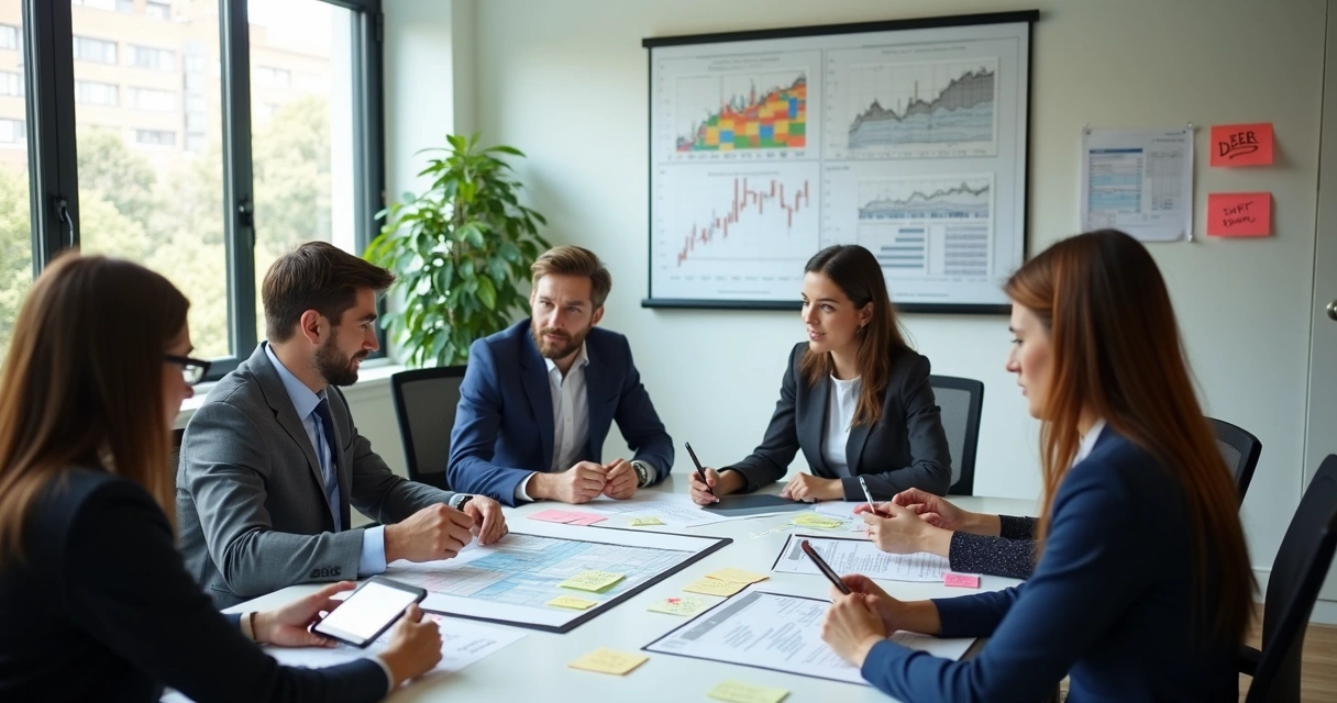 Equipe de vendas ajustando estratégia sazonal 