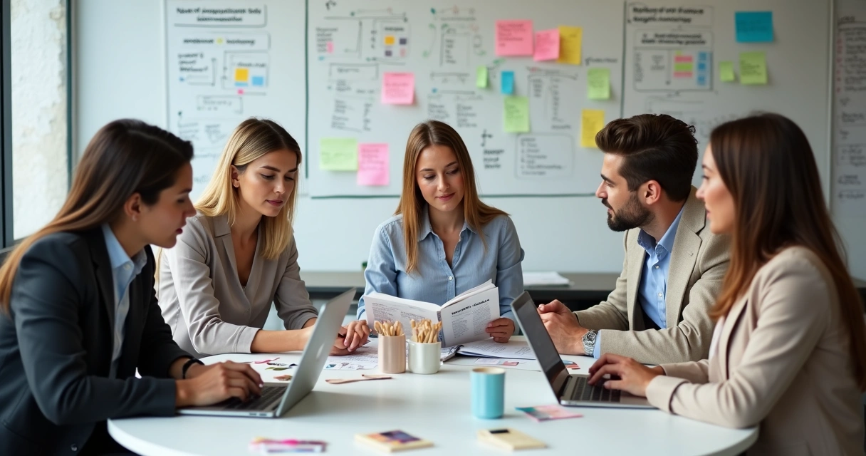 Equipe comercial organizando vendas de cosméticos 