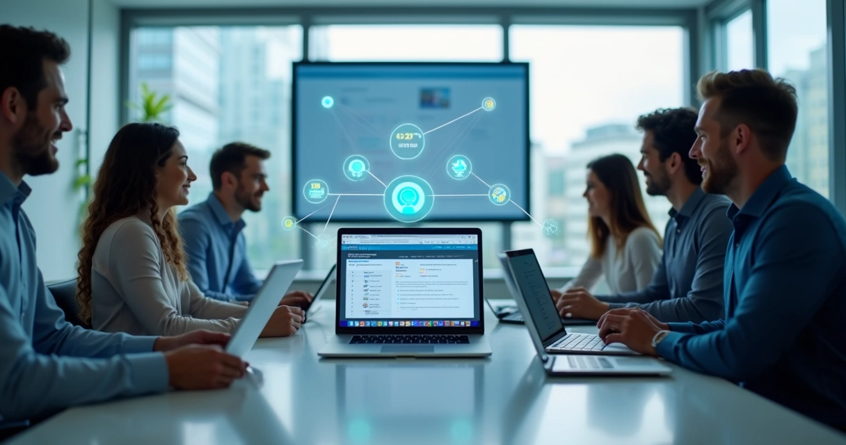 Erros comuns ao contratar software de prospecção B2B 3 Equipe de vendas sincronizando dados entre ferramenta de prospecção e CRM