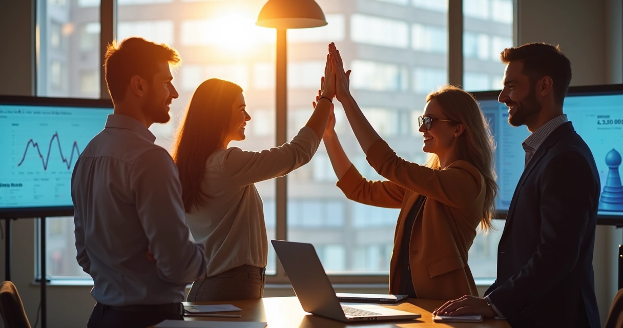 Equipe de vendas e marketing unidas 