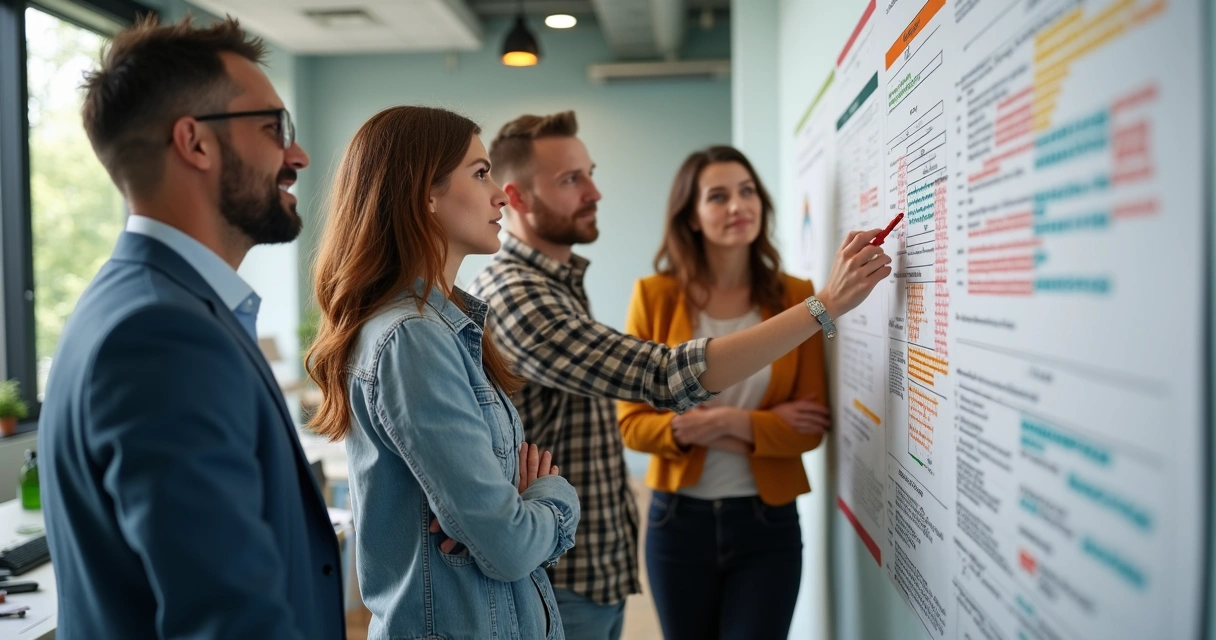 Equipe comercial identificando erros em painel de métricas 