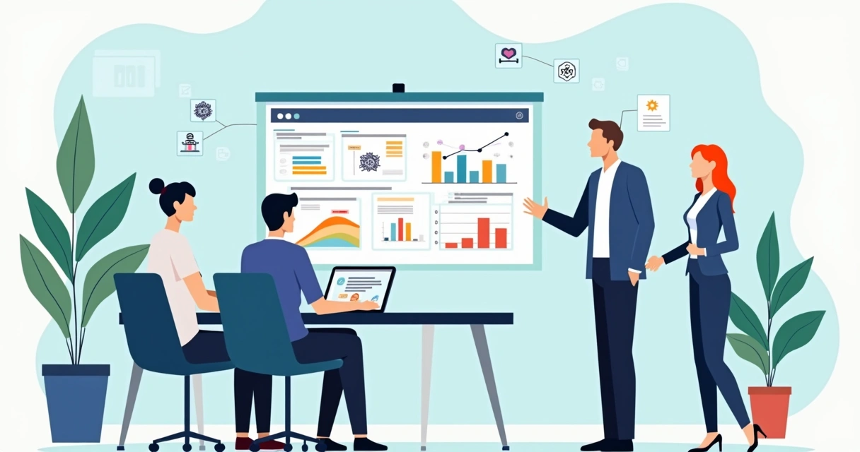 Equipe de vendas de PME usando painel de IA com foco em relacionamento humano 