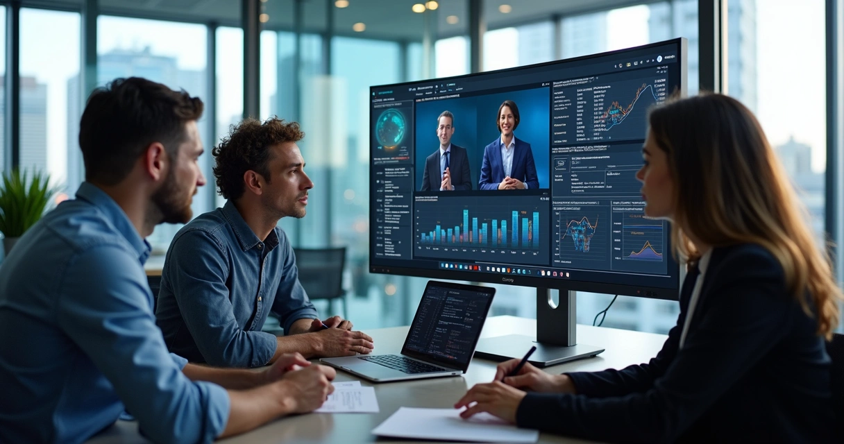 Equipe de vendas interna conectada por videoconferência e ferramentas digitais 