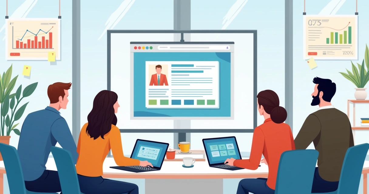 Equipe de vendas reunida em treinamento online 