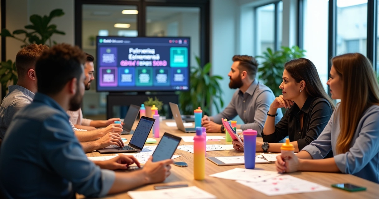 Equipe de vendas discutindo estratégias de Black Friday na Velik 