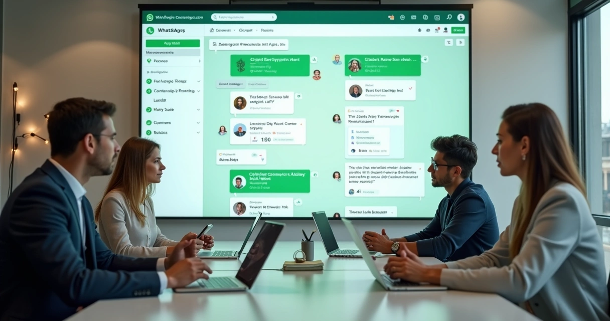 Equipe comercial acompanhando mensagens de WhatsApp