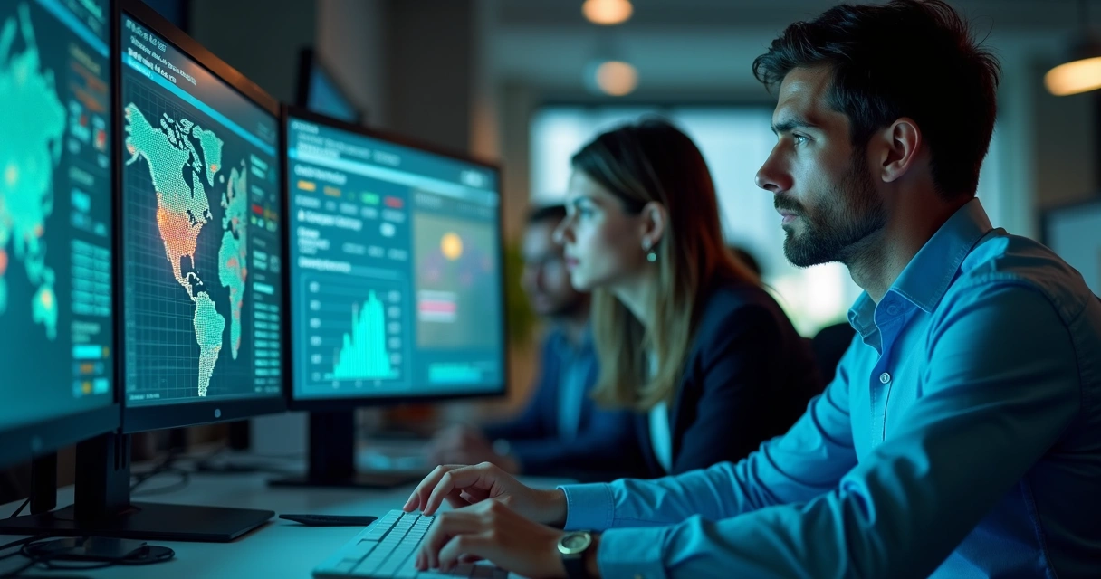 Equipe vigilante monitorando fraudes no e-commerce 