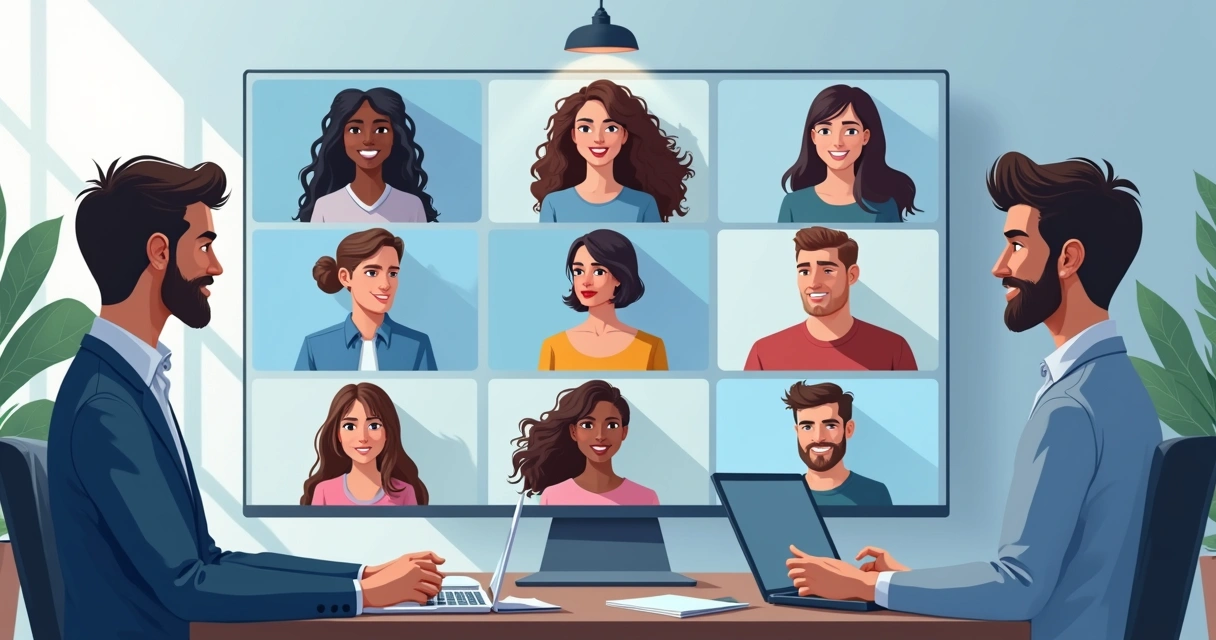 Equipe virtual demonstrando empatia em reunião online 