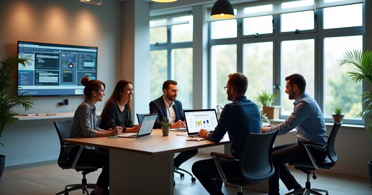 Equipe da W2 Websites atendendo clientes em ambiente colaborativo