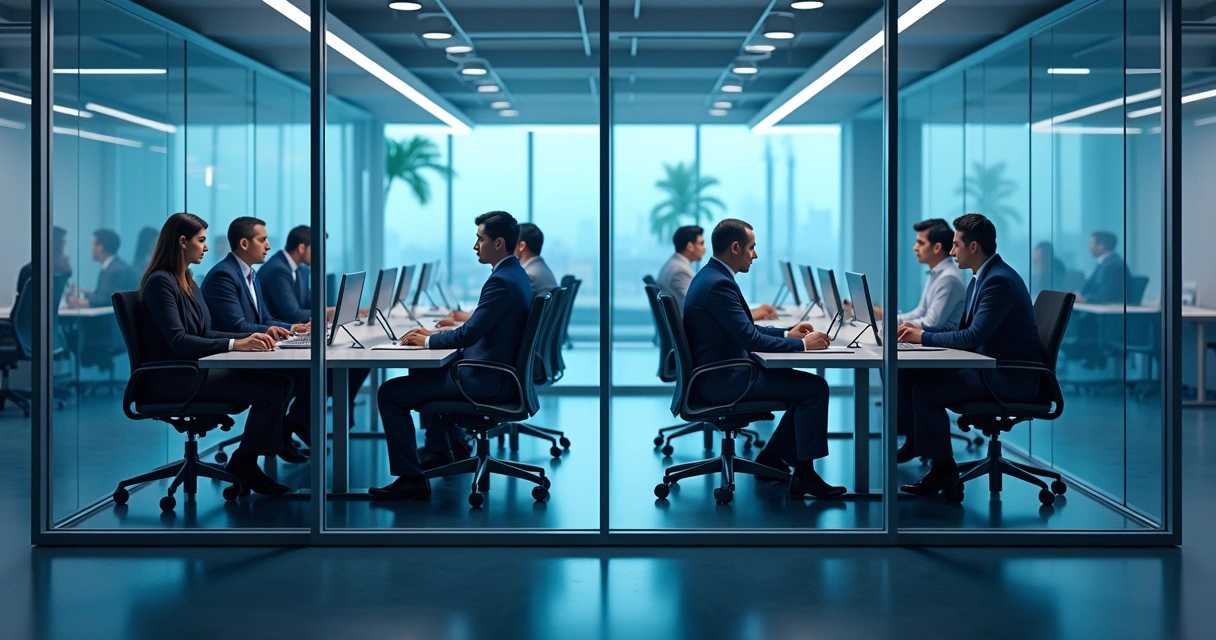 Equipes distintas em setores isolados, sem interação entre si 