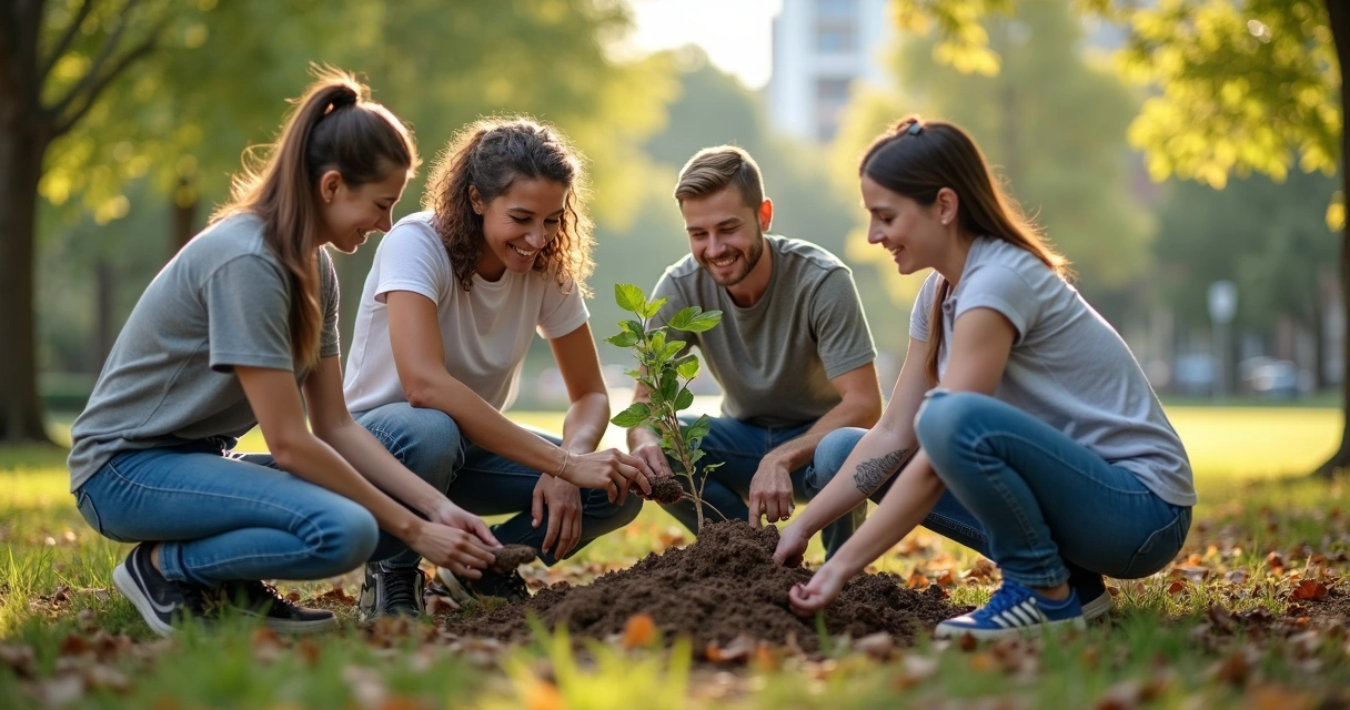 Colaboradores participando de ação social comunitária 