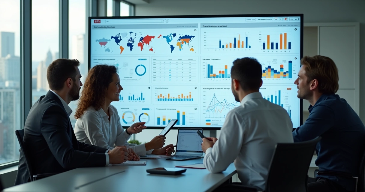 Equipe financeira aprendendo juntos ao redor de um computador 