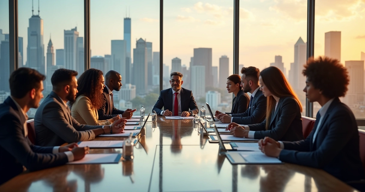Equipes de negócios de diferentes países negociando em uma mesa de reunião 
