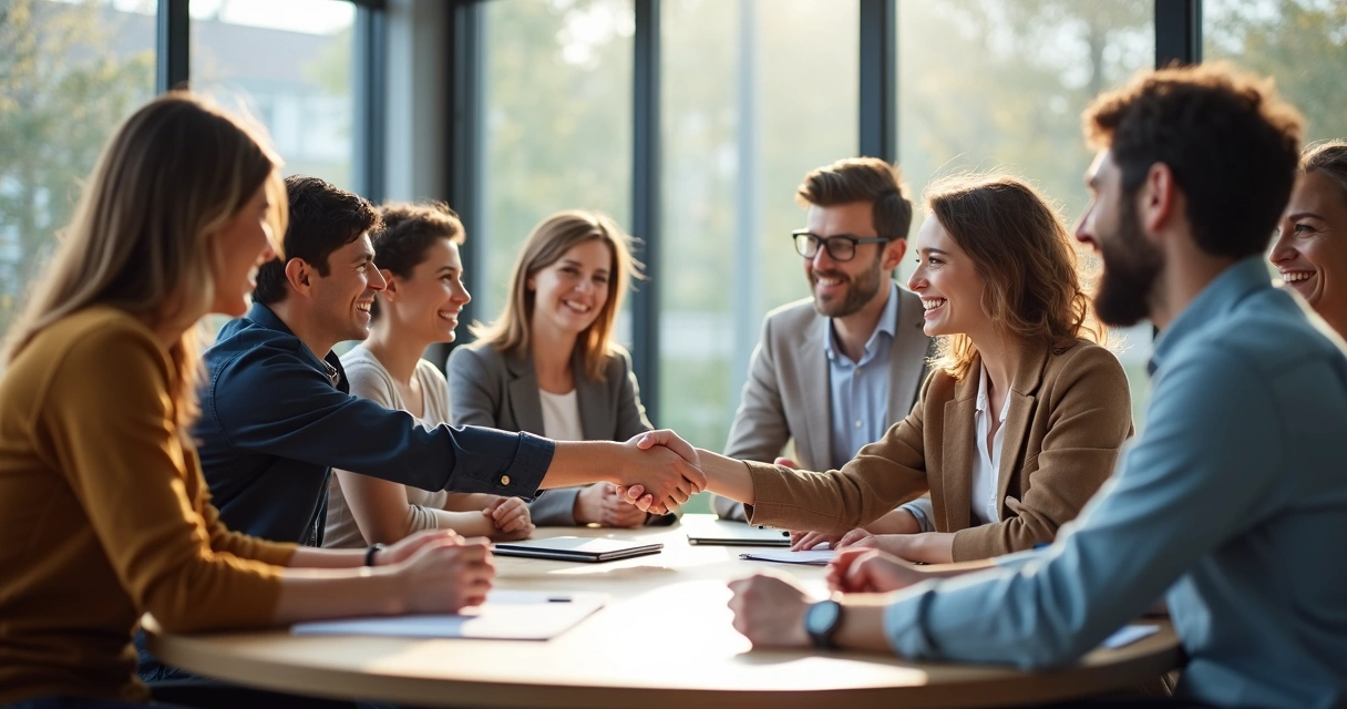 Reunión de equipo mostrando confianza entre miembros