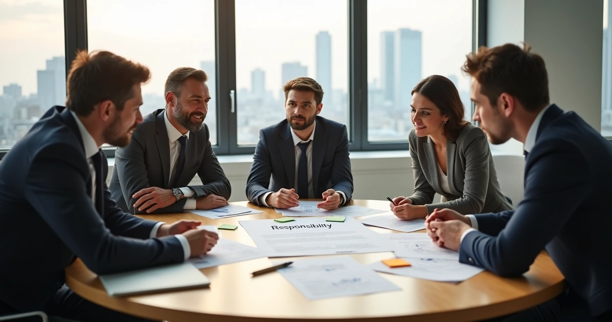 Equipo de trabajo en una mesa redonda analizando una decisión ética 