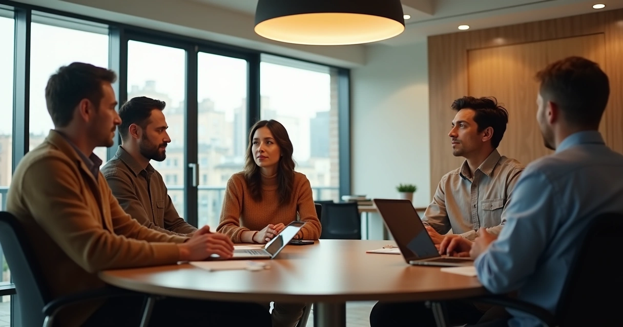 Grupo de trabajo reunido en diálogo atento 