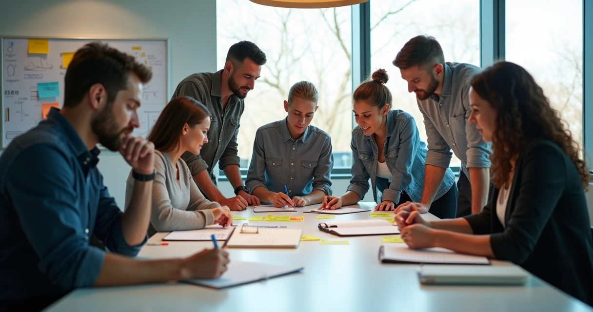 Equipo colaborando para solucionar un problema común 