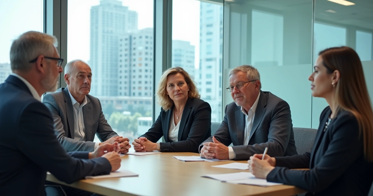 Equipo en reunión, escuchando atentamente en un entorno profesional