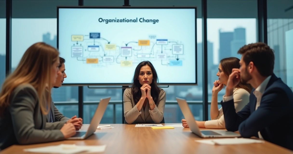 Equipo de oficina manejando frustración ante cambios organizacionales 