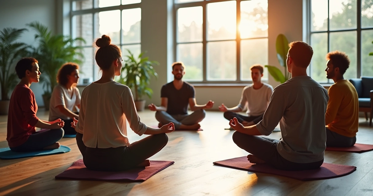 Personas sentadas en círculo en una oficina tranquila 