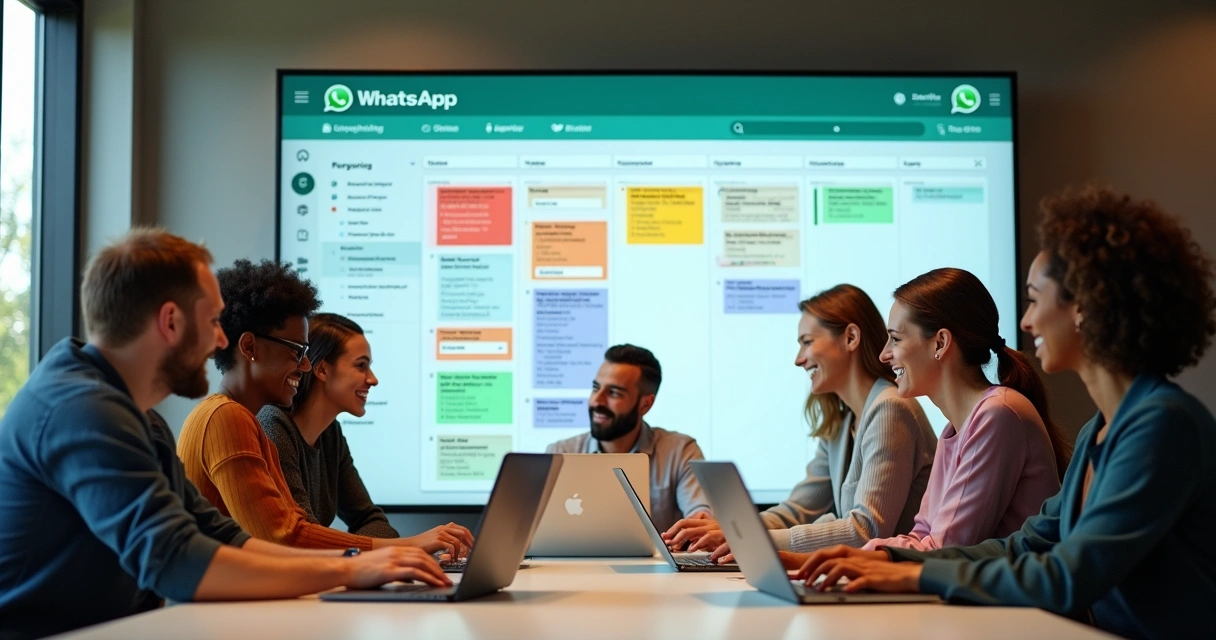 Equipo gestionando clientes en kanban multiusuario para WhatsApp