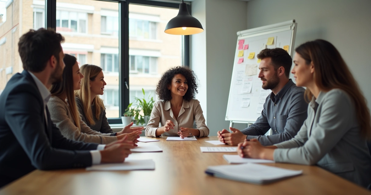 Equipo de oficina dialogando sobre emociones 