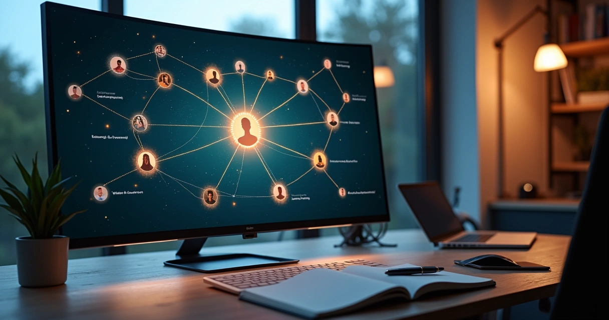 Equipo remoto distribuido colaborando sobre un mapa sistémico digital 