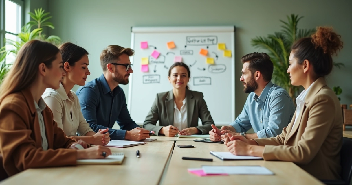 Personas colaborando para reconstruir la confianza en una oficina 