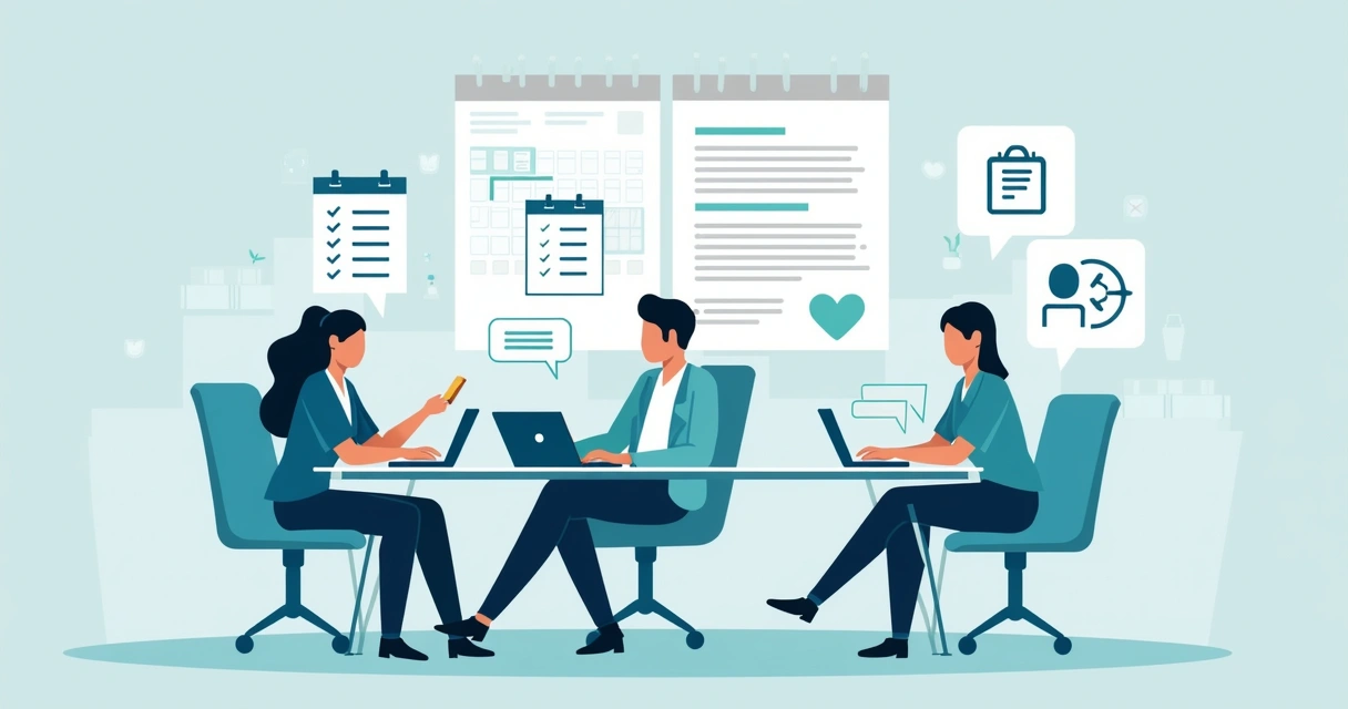 Equipo de recursos humanos revisando licencias médicas con notificaciones 
