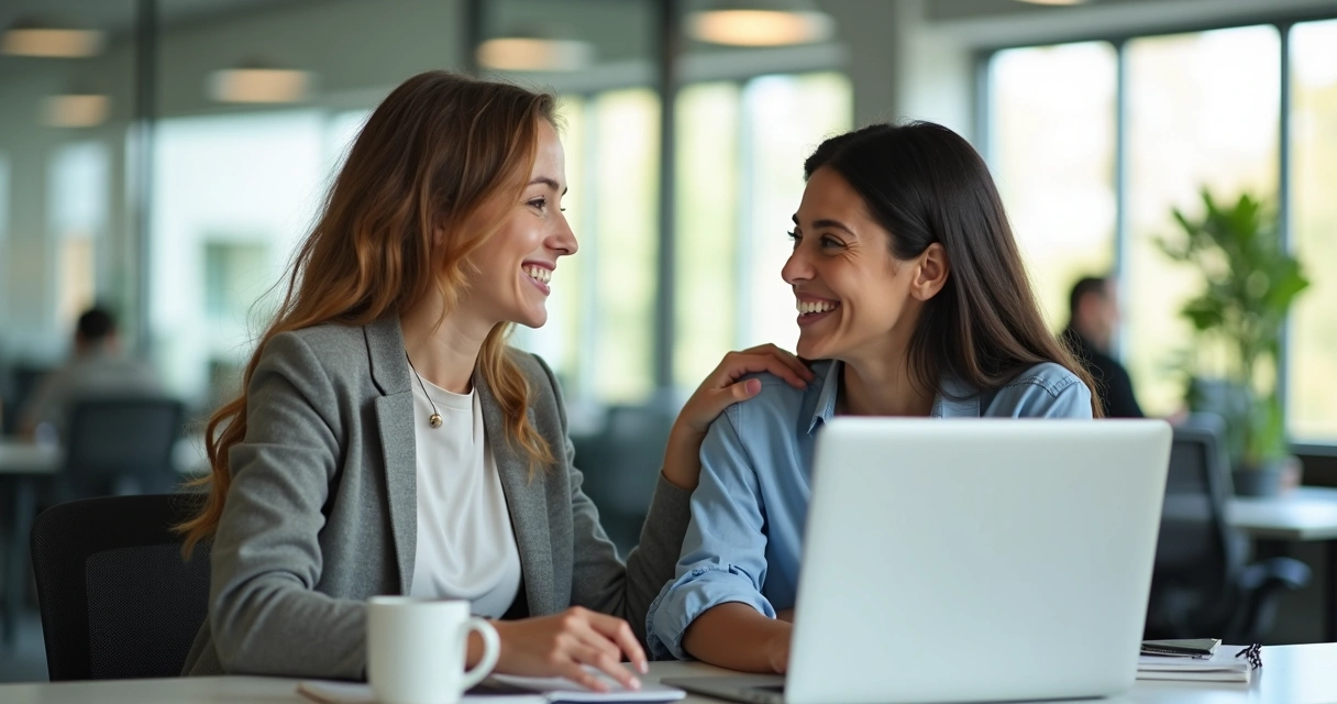 Compañeros de trabajo mostrando empatía en la oficina 