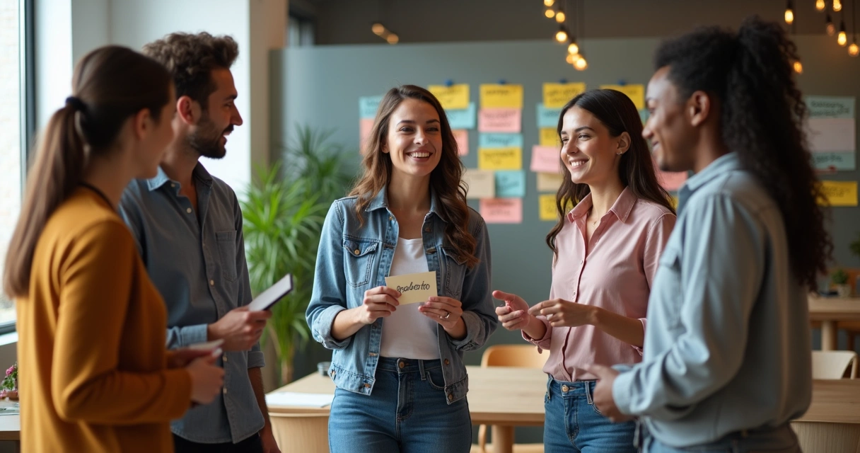 Equipo de trabajo en círculo practicando dinámicas breves de valoración humana 