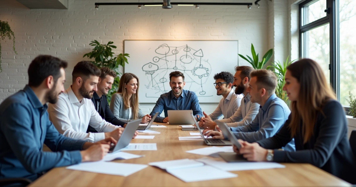 Personas de diferentes edades colaboran en una oficina moderna