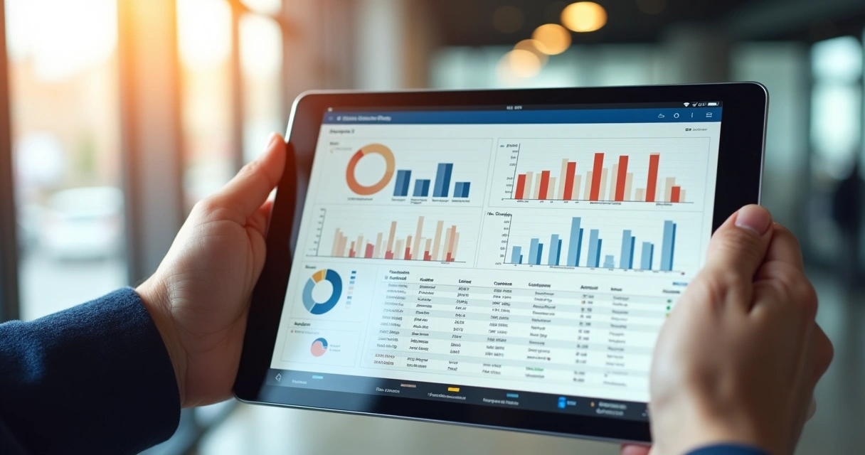 Interface de ERP na nuvem exibindo dashboards com gráficos e estoque 