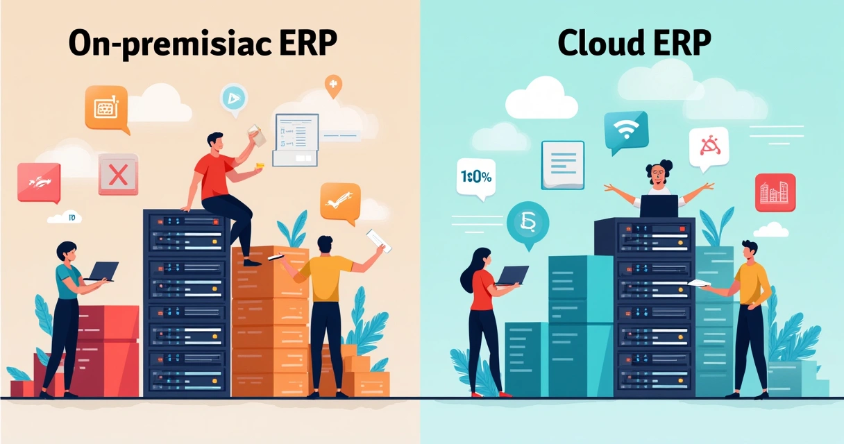 Comparativo de custos entre ERP on-premise e nuvem demonstrado em gráfico de barras 