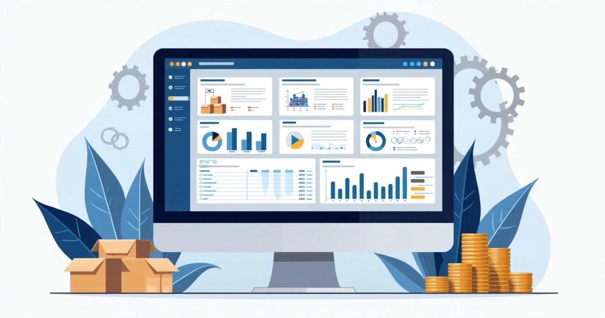 Painel de software de gestão exibindo módulos para fabricantes 