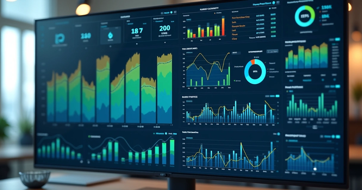 Dashboard de ERP com gráficos baseados em IA