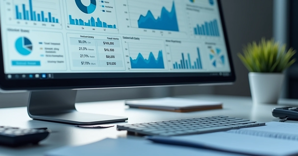 Tela de ERP com indicadores fiscais e financeiros 