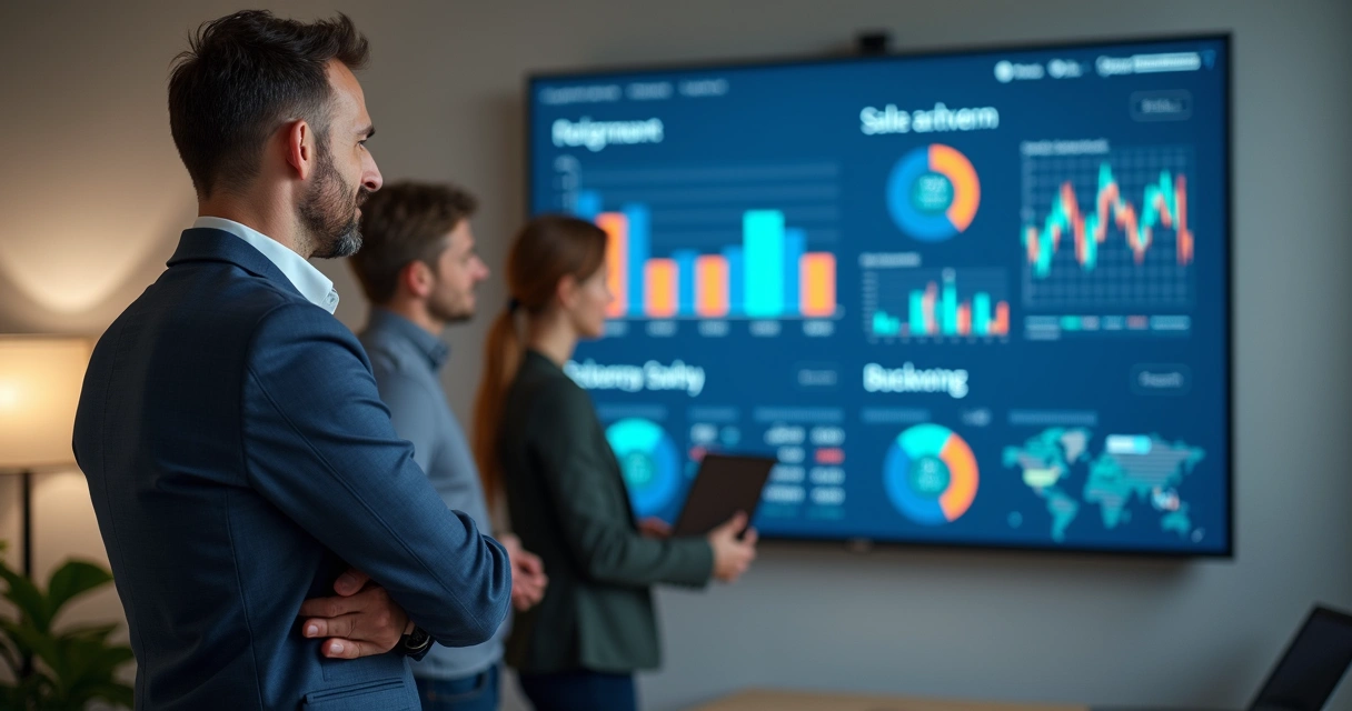 Empresário analisando resultados em dashboard ERP