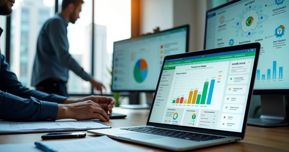 Profissional analisa checklist digital de atualização de ERP após reforma tributária 