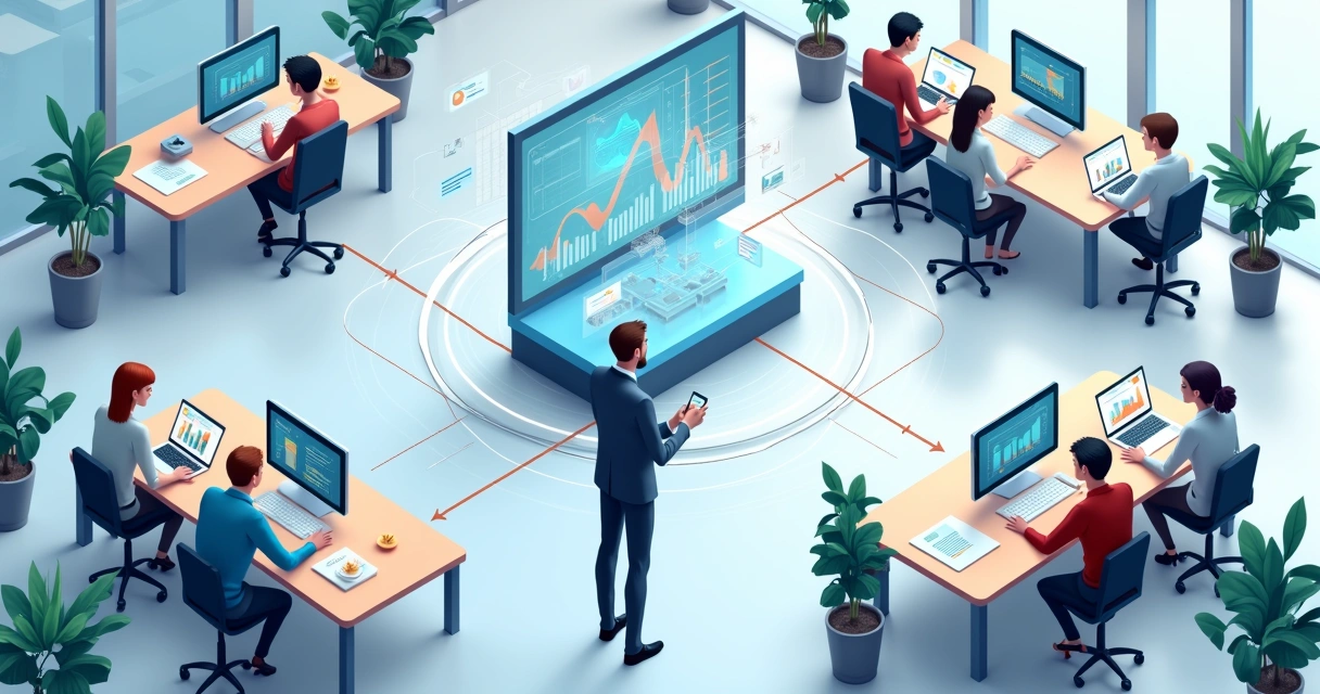 Painel de ERP integrando setores da empresa