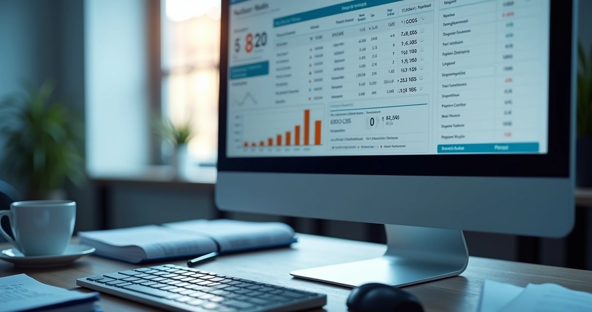 Painel de ERP com tributos e notas fiscais 