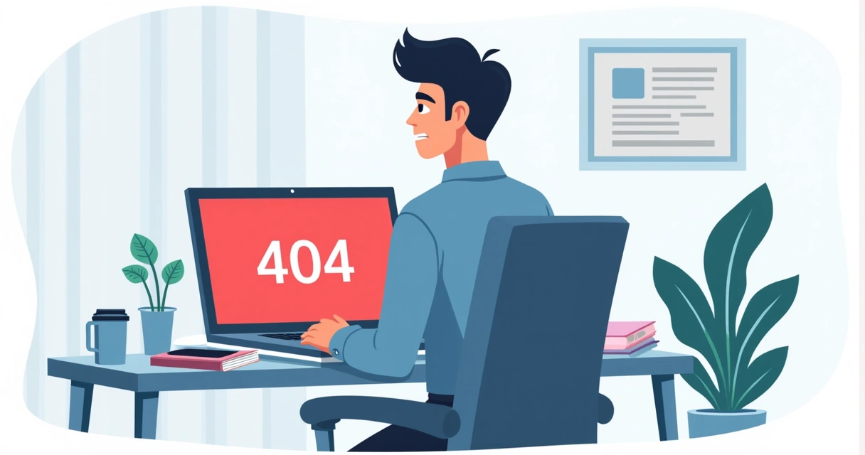 Pessoa olhando para tela de notebook com erro 404 