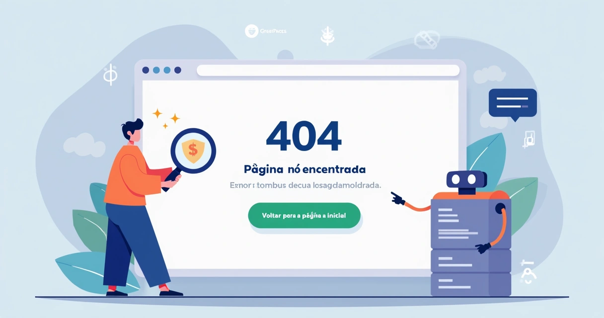 Ilustração de erro 404 com botão para voltar à página inicial 