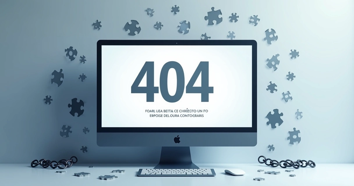 Representação visual de página 404 em site moderno 