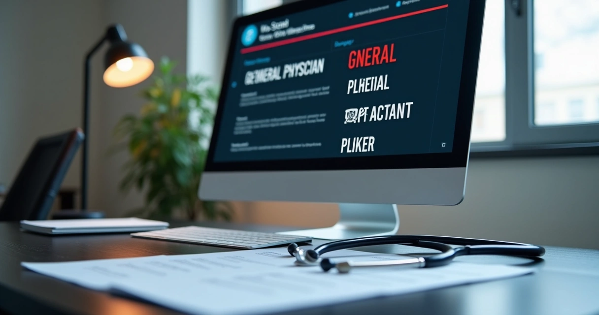 Tela de computador exibindo cadastro errado de médico como psiquiatra 